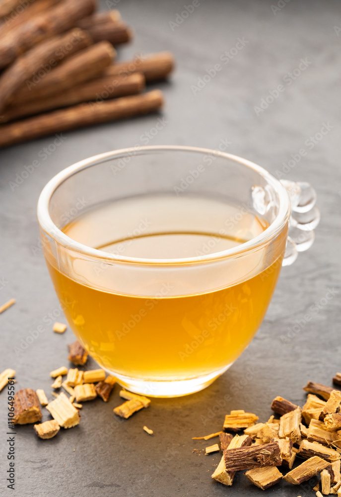 Glycyrrhiza glabra - Licorice infusion, to take care of your digestive well-being. Glycyrrhiza glabra - Licorice infusion, to take care of your digestive well-being.