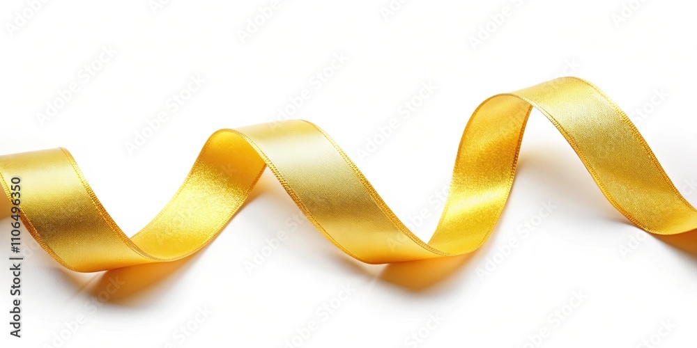 Swirl yellow ribbon with a shiny finish isolated on white background, shiny, swirl, yellow, ribbon, isolated Swirl yellow ribbon with a shiny finish isolated on white background, shiny, swirl, yellow, ribbon, isolated