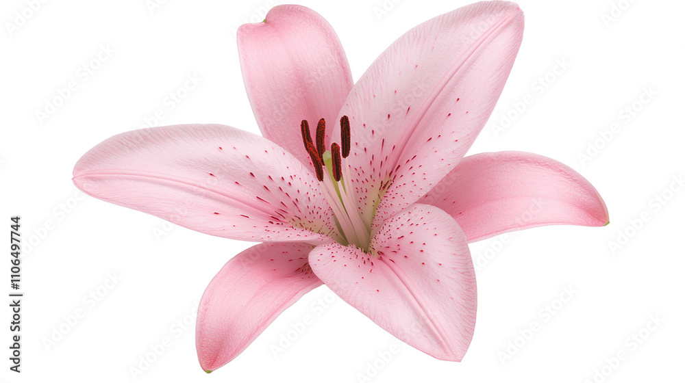 Pink Lily Flower Isolated on Transparent Background Cutout