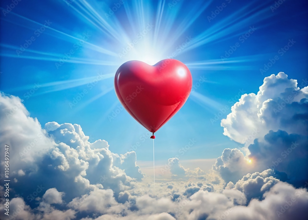 A Heart Shaped Balloon Floating Amidst Fluffy Clouds in a Bright Blue Sky, Capturing the Essence of Love and Freedom with a Touch of Whimsy and Joyful Serenity A Heart Shaped Balloon Floating Amidst Fluffy Clouds in a Bright Blue Sky, Capturing the Essence of Love and Freedom with a Touch of Whimsy and Joyful Serenity
