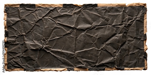 Worn black cardboard with wrinkles and scuffs , aged, damaged, texture, grunge, weathered, rough, vintage, distressed, old photo