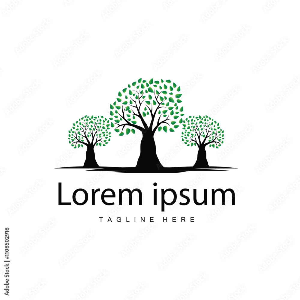 Obraz premium green nature education kids playground tree logo illustration and play tree design