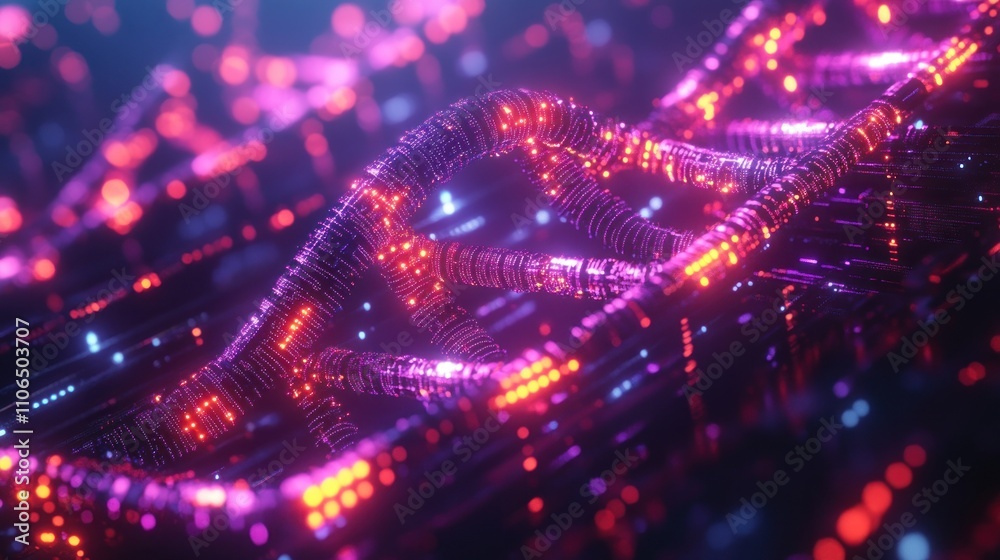 Abstract glowing DNA helix with colorful background. Abstract glowing DNA helix with colorful background.