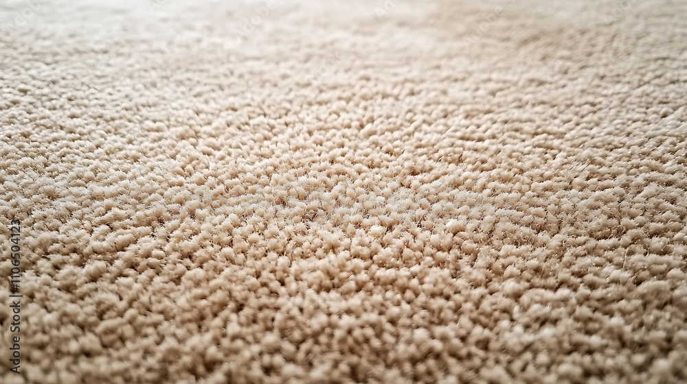 Close up of monochrome beige or brown carpet texture background from above, texture tight weave carpet, the light color background of the carpet