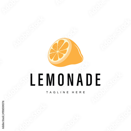 lemon logo design fresh lemon fruit with lemonade plant illustration template