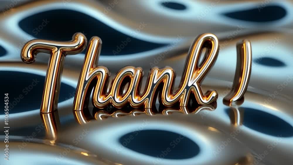 Gold Thank You on reflective liquid surface for holiday Thanksgiving Day.