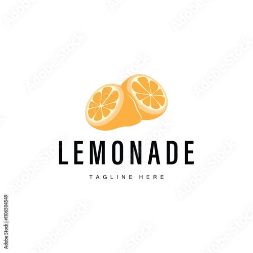 lemon logo design fresh lemon fruit with lemonade plant illustration template