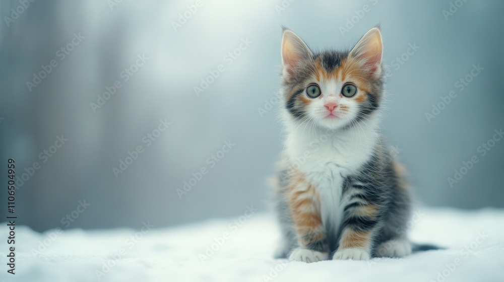 Charming Calico Kitten with Bold Fur Patterns Charming Calico Kitten with Bold Fur Patterns