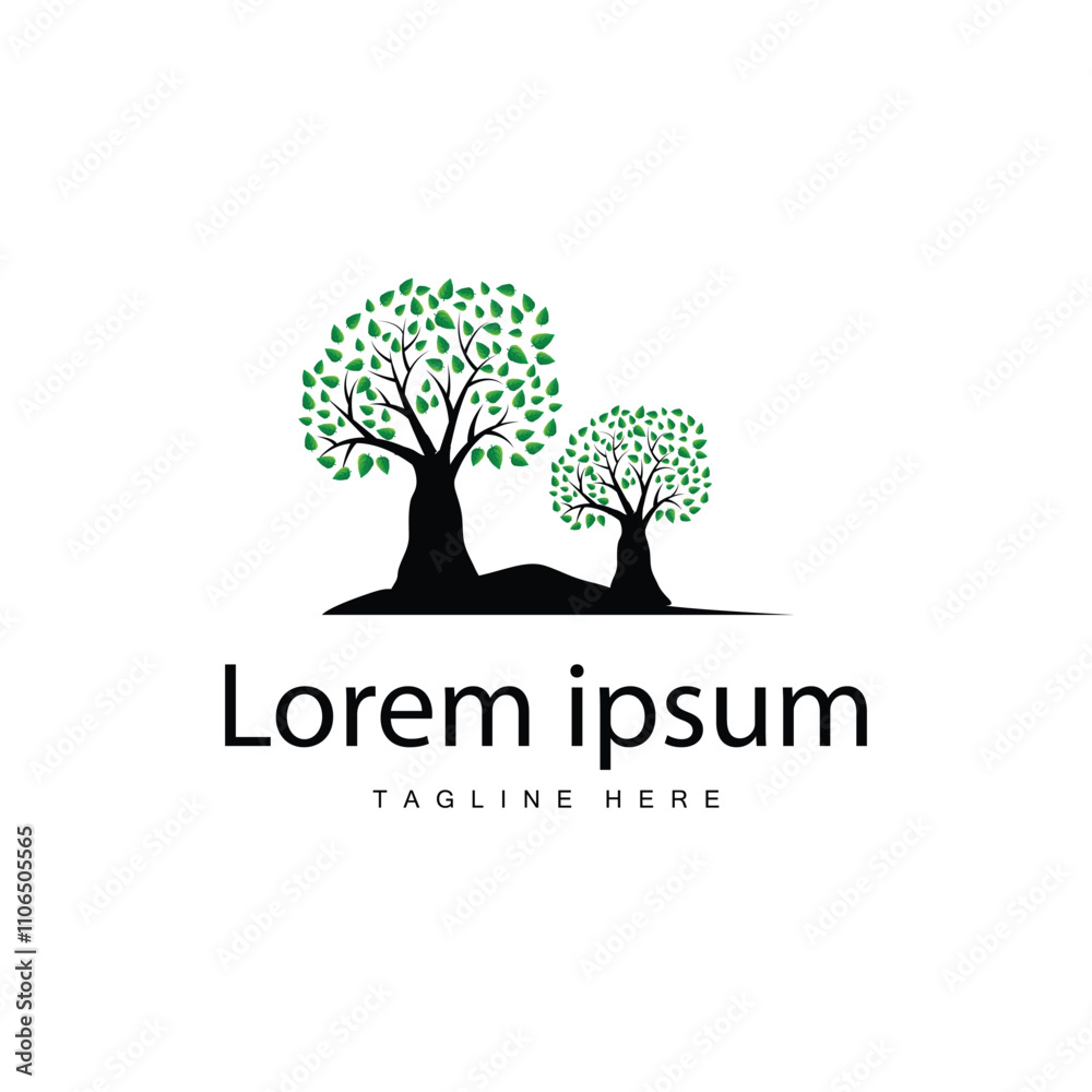 Obraz premium green nature education kids playground tree logo illustration and play tree design