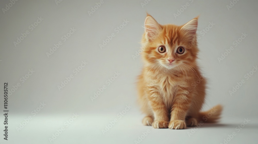 Crouching Orange Cat with Soft Fur and Piercing Eyes Crouching Orange Cat with Soft Fur and Piercing Eyes