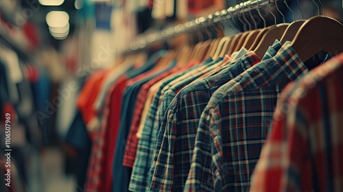 Colorful Shirts Displayed on Hangers in Store photo