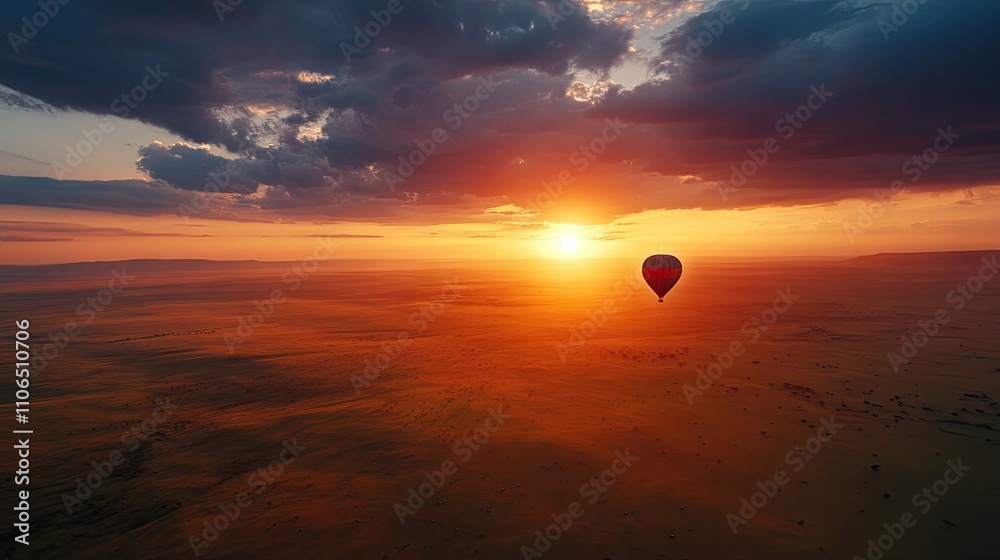 Sunrise Hot Air Balloon Over Masai Mara Landscape Sunrise Hot Air Balloon Over Masai Mara Landscape