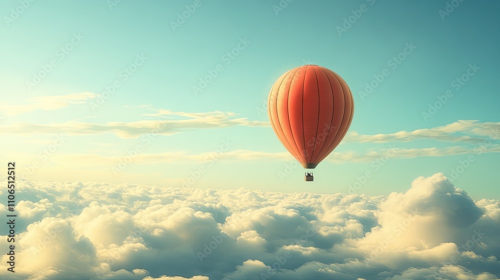 Obraz premium Balloon Soaring High in the Sky Above Clouds