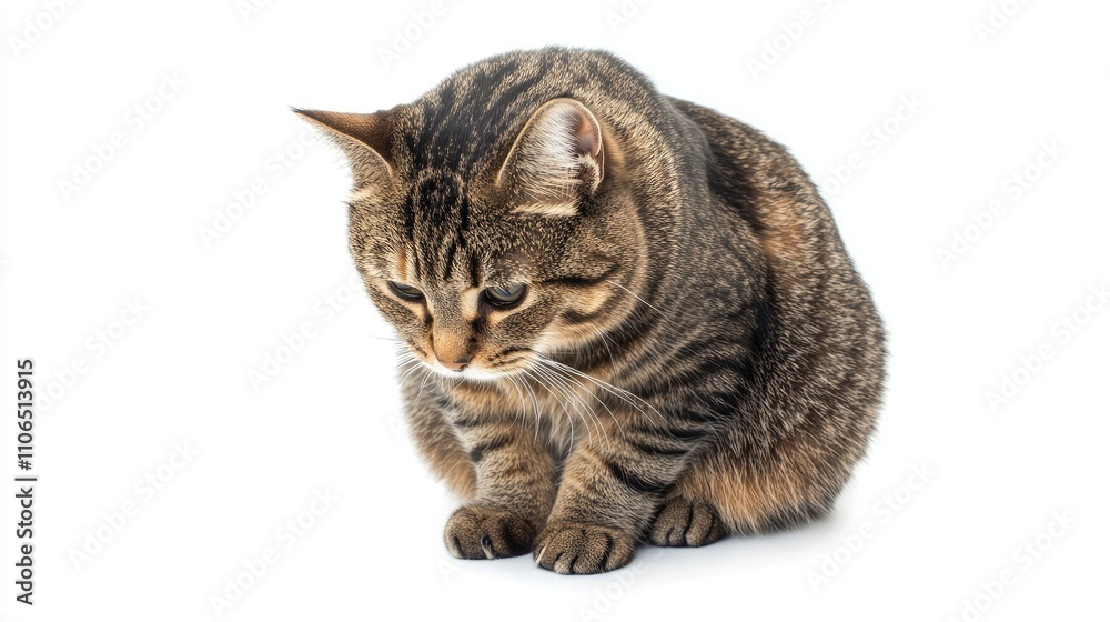 Sad Tabby Cat with a Stern Gaze Sad Tabby Cat with a Stern Gaze