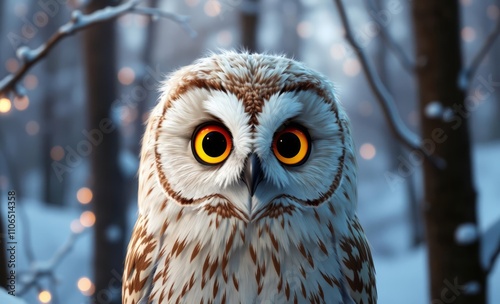 owl christmas Beautiful winter forest background for christmas holiday celebration  animal, decoration, season, bird photo