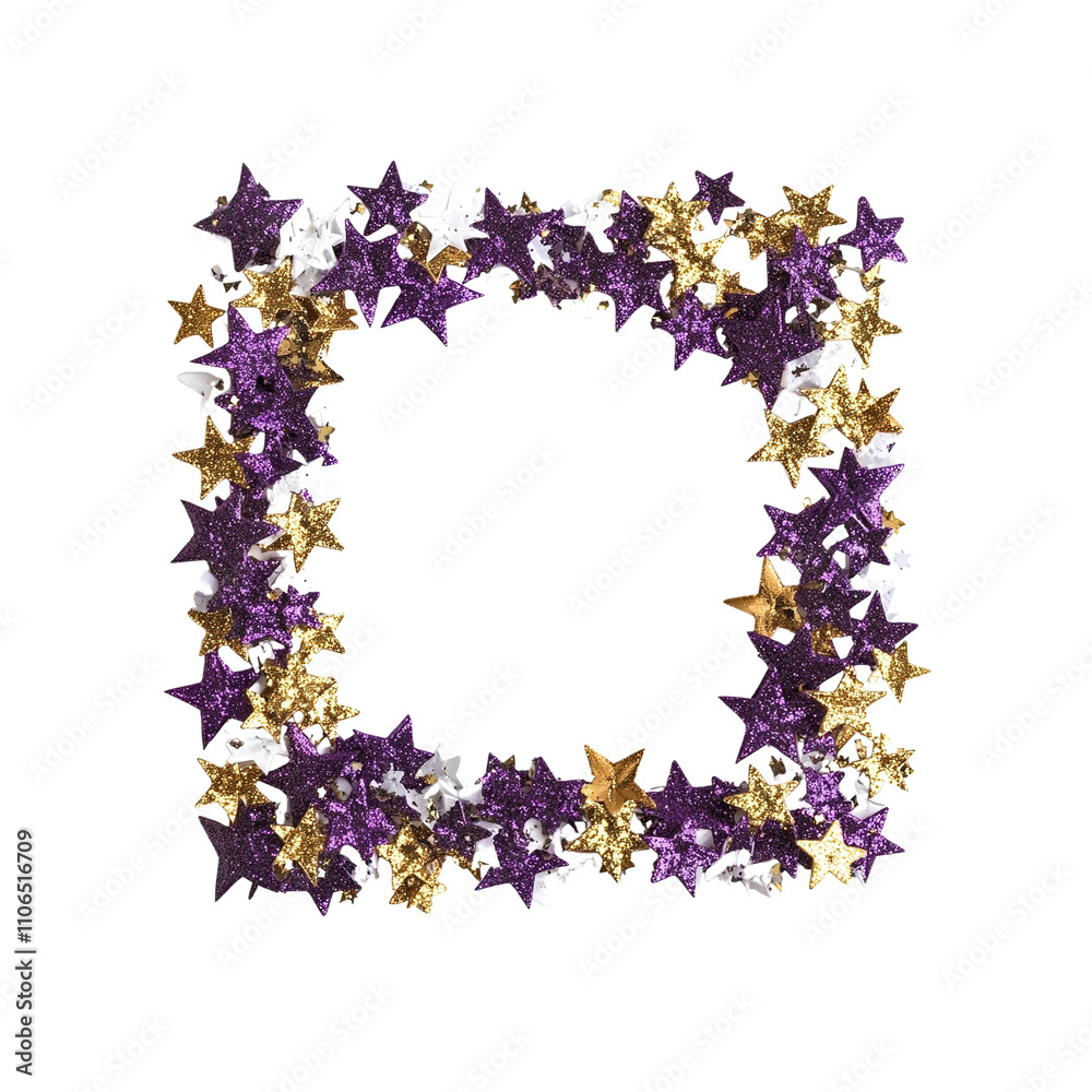 Glittering Star Frame Purple, Gold, and Silver Festive Border Glittering Star Frame Purple, Gold, and Silver Festive Border