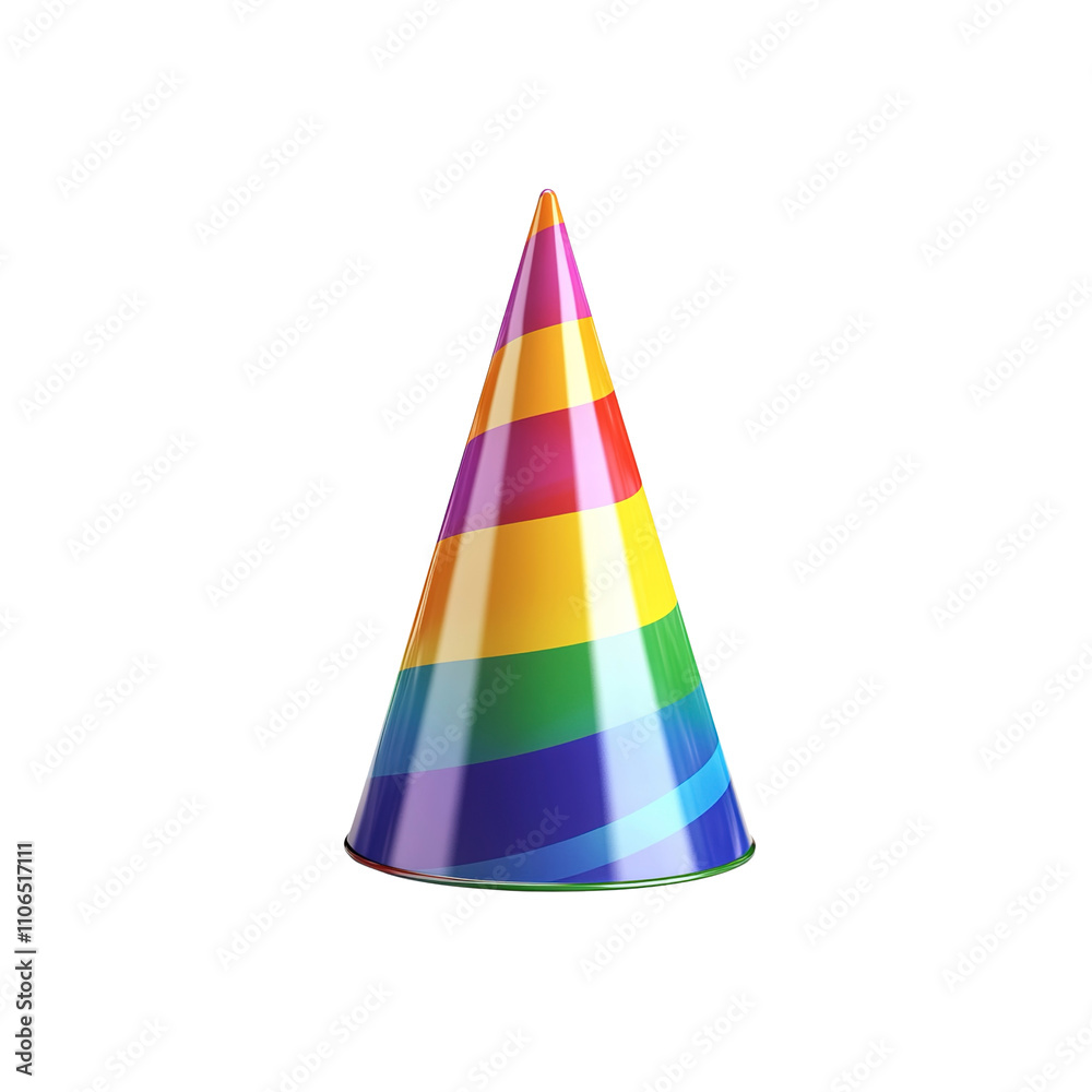 Rainbow Striped Party Hat - Festive Celebration Cone Rainbow Striped Party Hat - Festive Celebration Cone