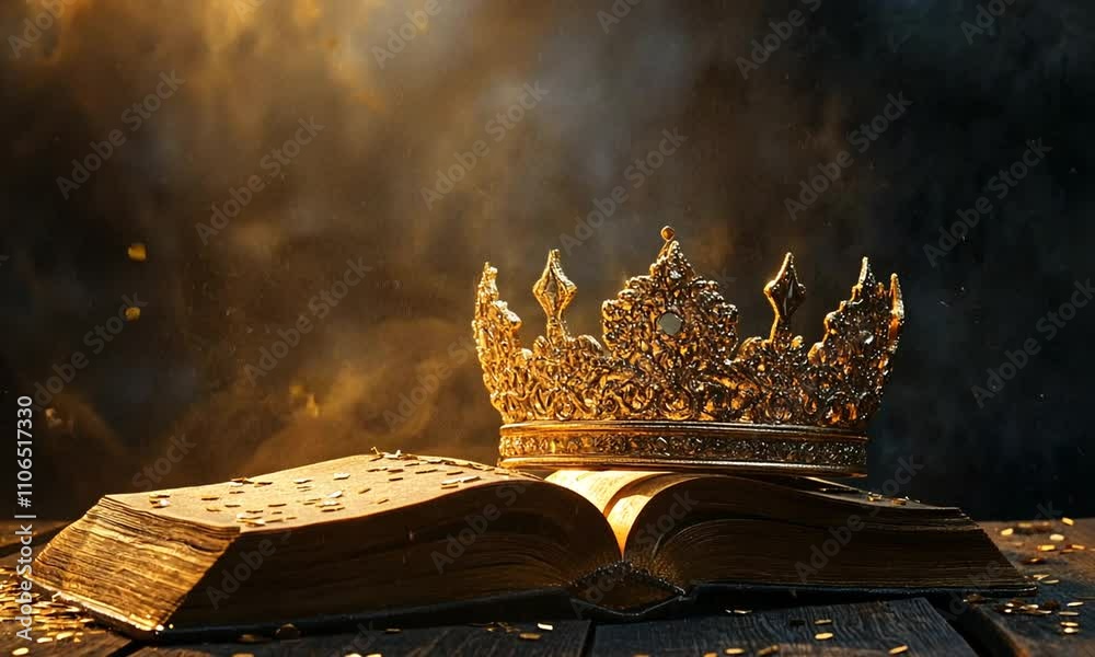A book with a crown on top of it