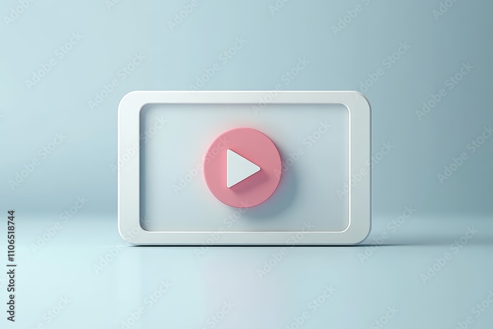Minimalist Video Player Interface on Light Blue Background Minimalist Video Player Interface on Light Blue Background