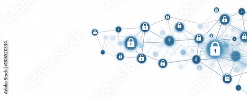 Cybersecurity Digital Network Nodes with Padlocks Abstract Illustration for Data Protection and Safety