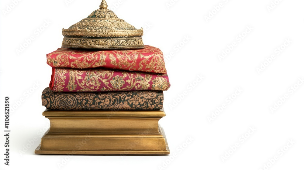 Elegant Decorative Textiles and Box on a Stylish Stand Elegant Decorative Textiles and Box on a Stylish Stand