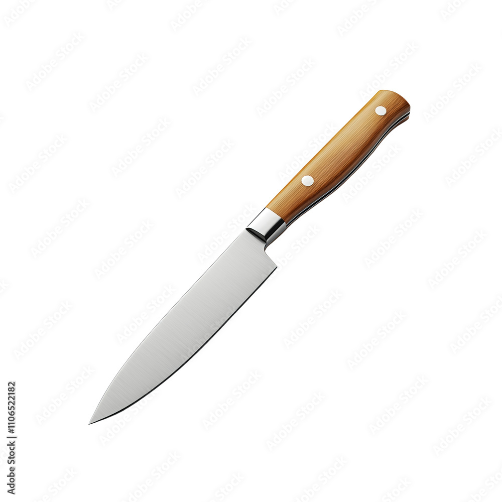 Modern Kitchen Chef's Knife with Wooden Handle - Isolated on White Background Modern Kitchen Chef's Knife with Wooden Handle - Isolated on White Background