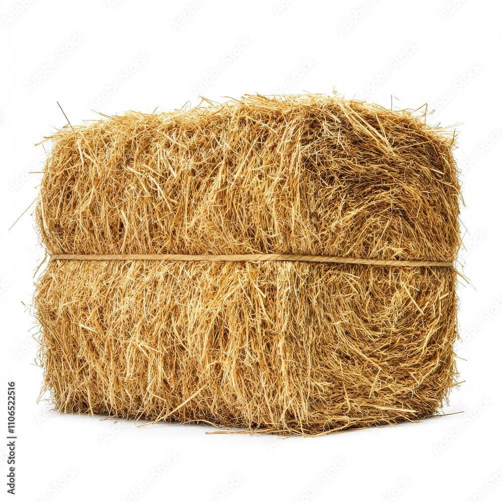 Hay Bale on White Background for Agricultural and Farm Use Hay Bale on White Background for Agricultural and Farm Use
