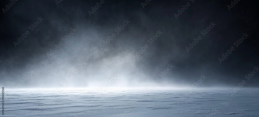 Desolate Ice Field Under Dramatic Dark Sky with Clouds and Shadows Desolate Ice Field Under Dramatic Dark Sky with Clouds and Shadows