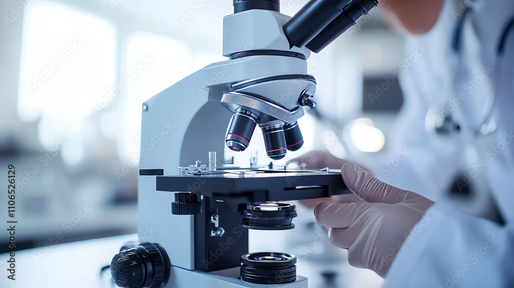 A scientist uses a microscope in a laboratory. A scientist uses a microscope in a laboratory.