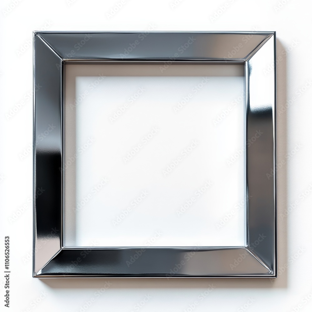 Polished Silver Frame Isolated on White Background for Art Display Polished Silver Frame Isolated on White Background for Art Display