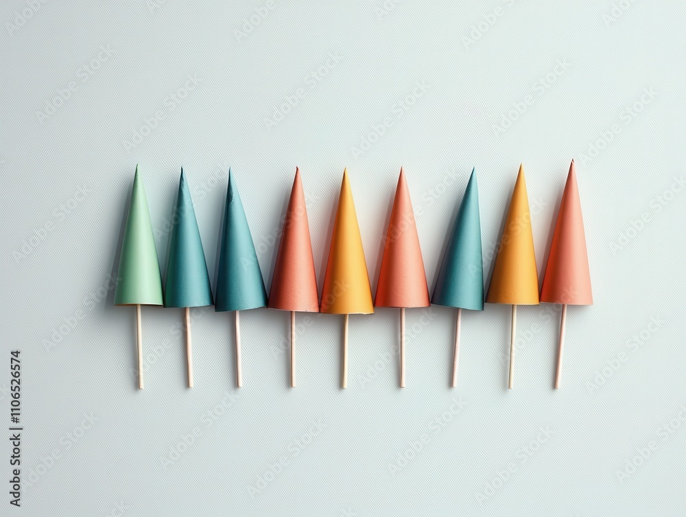 Fototapeta premium A colorful row of sharp pencils isolated on a white background