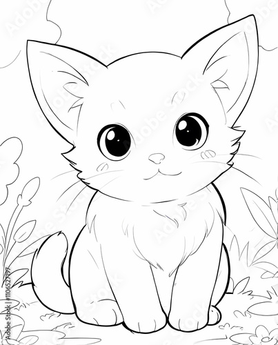 Fun and Simple Kitty Coloring Page for Kids to Explore and Enjoy Cat Adventures Coloring Page