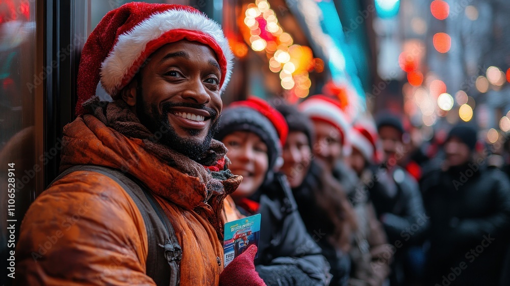 Fototapeta premium Smiling Man in Santa Hat