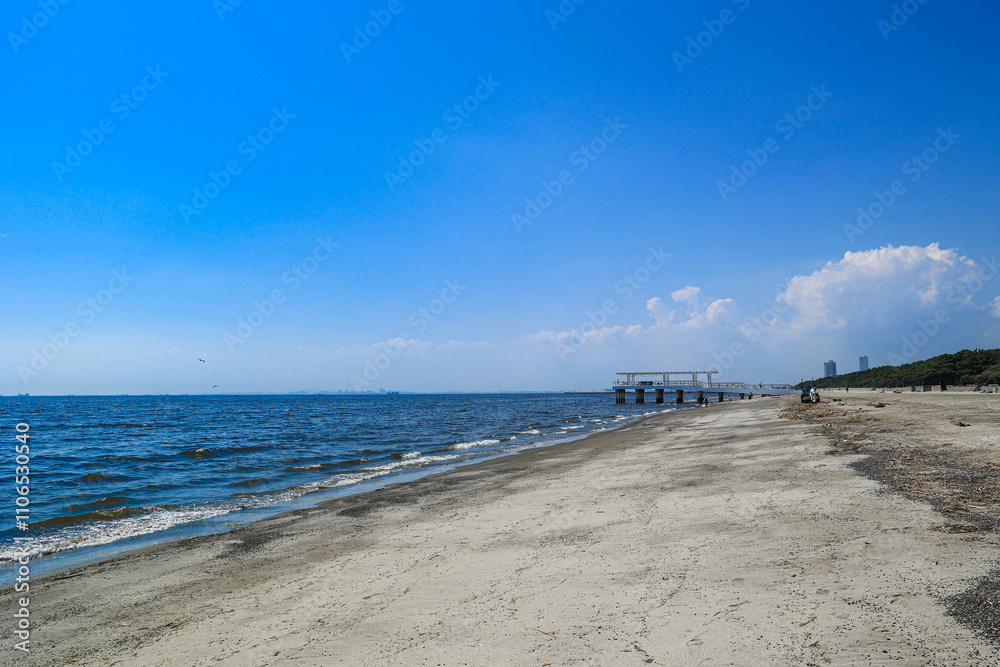 Obraz premium 【千葉県千葉市】稲毛海岸と青空風景