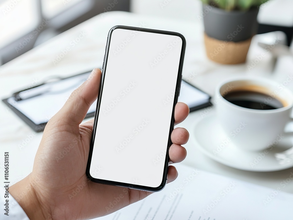 Relaxed Businessman Checking Smartphone in Modern Cafe Relaxed Businessman Checking Smartphone in Modern Cafe