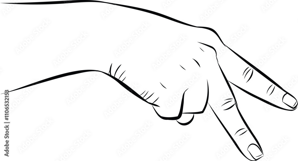 Hand Sign language alphabet gestures, Deaf-mutes hand language, Hand sign LETTER P