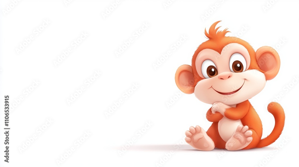 Fototapeta premium Adorable Cartoon Monkey Character in Vector Style with Bright Colors