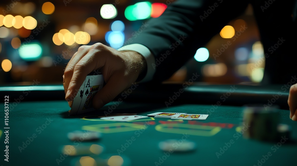A player lays down two aces in a poker game. A player lays down two aces in a poker game.