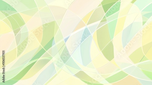 Abstract Pastel Green and Yellow Geometric Wave Pattern