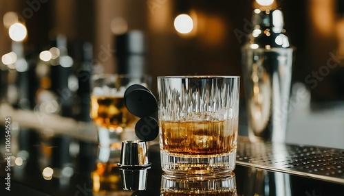 Elegant glassware and dark brown liquid showcase the charm of classic cocktails