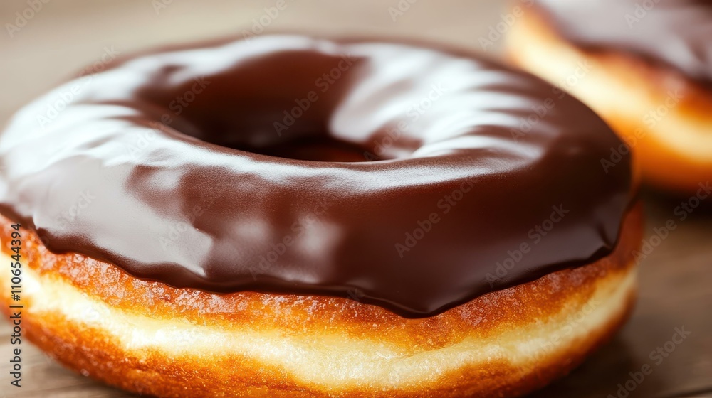 Indulge in the rich, creamy swirl of chocolate frosting on this delectable donut, framed beautifully by a soft, blurred backdrop. Indulge in the rich, creamy swirl of chocolate frosting on this delectable donut, framed beautifully by a soft, blurred backdrop.