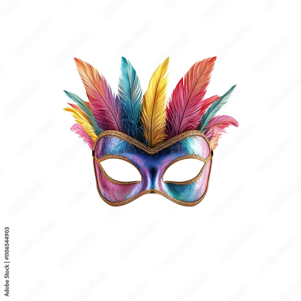 Colorful Venetian Carnival Mask with Feathers Colorful Venetian Carnival Mask with Feathers