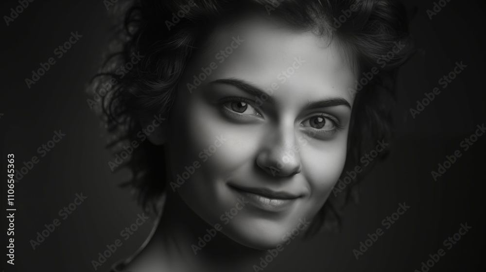 Elegant Black and White Female Portrait with Natural Beauty Elegant Black and White Female Portrait with Natural Beauty