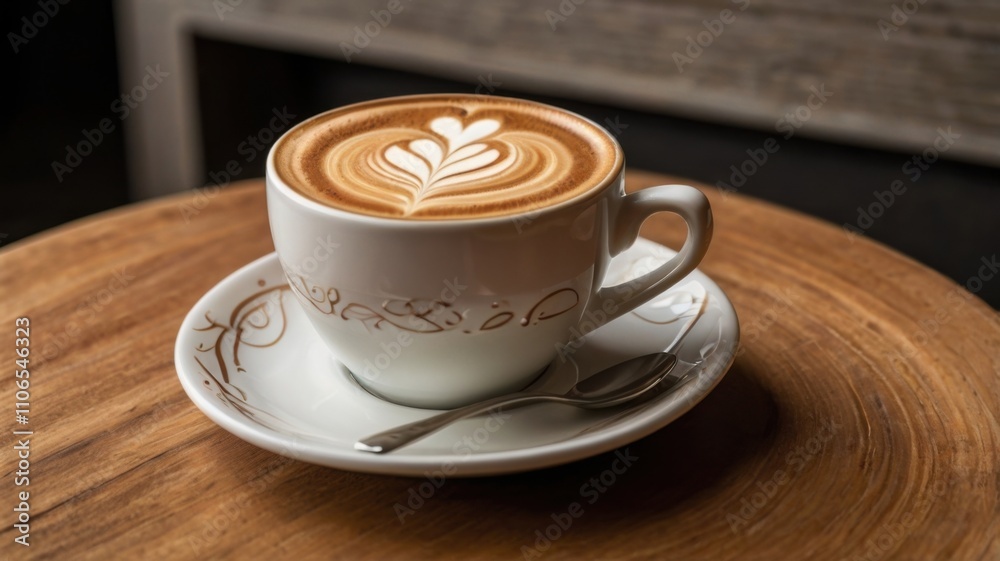 Fototapeta premium Latte Art Perfection: A Coffee Lover's Dream