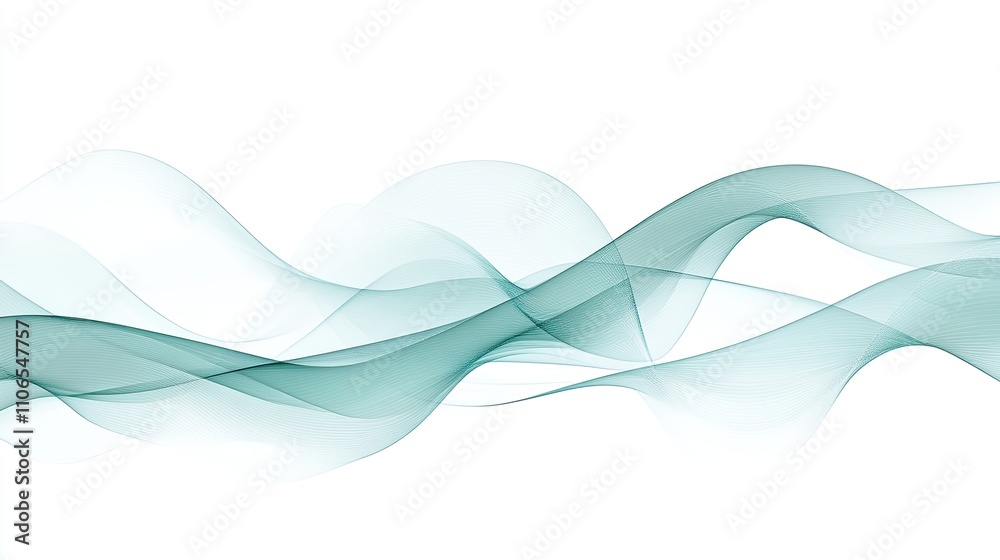 Abstract Teal and White Wave Lines; Fluid, Elegant Design Abstract Teal and White Wave Lines; Fluid, Elegant Design