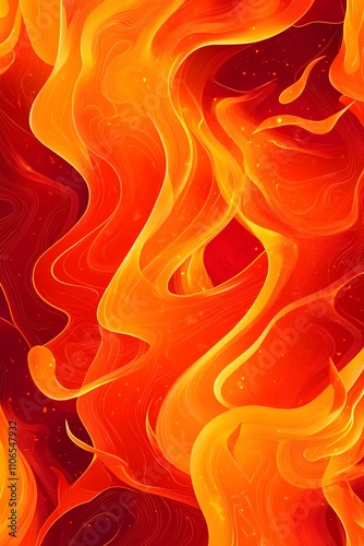 Swirling Flame Abstract in Rich Reds and Yellows with Dynamic Motion and Glow