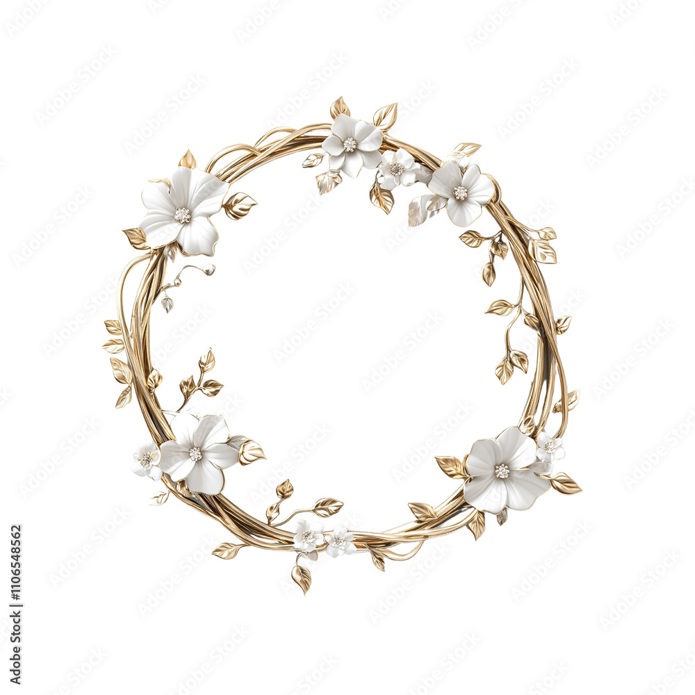 Elegant Gold and White Floral Wreath Frame Elegant Gold and White Floral Wreath Frame