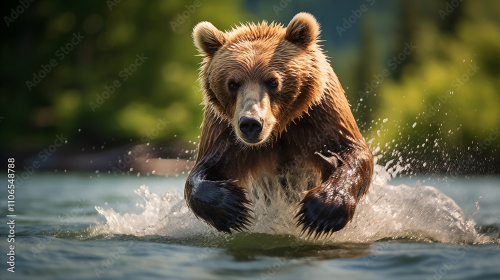 Obraz premium Grizzly Bear Fishing Salmon