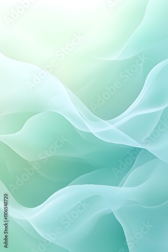 Abstract light blue and green flowing gradient with smooth wavy transitions, ideal for serene and minimalist designs