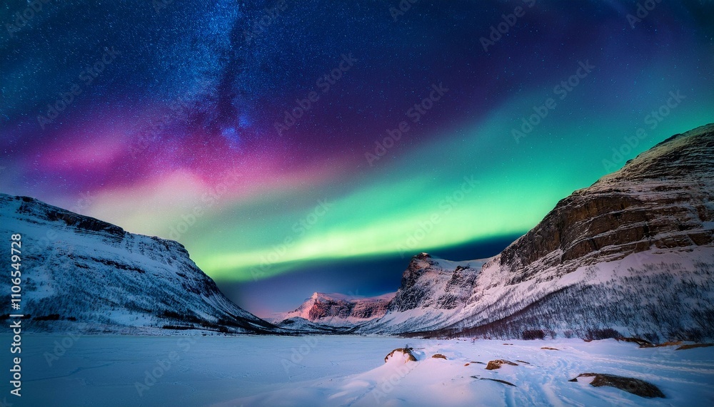 Naklejka premium Silhouettes of trees frame the enchanting scene. 